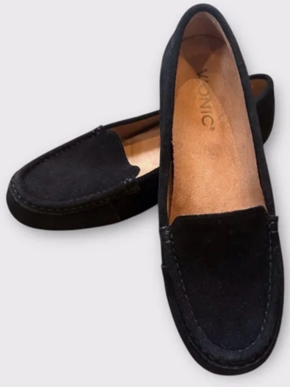Vionic Debbie Black Suede Slip-On Loafers for Women Size 9.5
